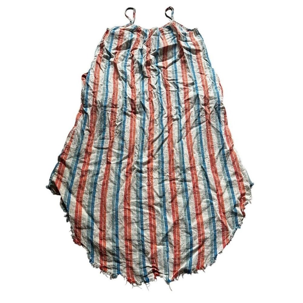 Birds of Paradis by Trovata Striped Linen High-Low Sundress Pockets Small